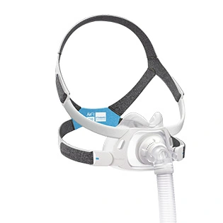 A cutout of the ResMed AirFit F40 full face mask shown from the side against a white background.