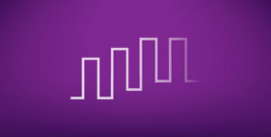 A white line drawing of a slightly upward rectangular graph trajectory on a purple background, symbolising AutoEPAP.