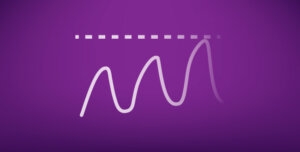 A dashed horizontal white line with a jagged line beneath it on a purple background, symbolising Safety Volume.