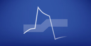 A white line drawing of a graph peak on a dark blue background with a horizontal pale blue line through it, symbolising Vsync.