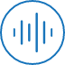 A blue circle icon with a series of different length vertical lines inside, symbolising an acoustic signal