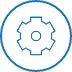 A blue circle icon with a line drawing of a cog inside signifying Device Diagnostic.