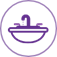 A purple circle icon with a line drawing of a basin and tap inside to represent a sink.