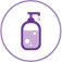 A purple circle icon with a line drawing of a hand soap dispenser inside to represent soap or liquid detergent.