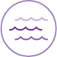 A purple circle icon with some wavy lines inside to respresent water.